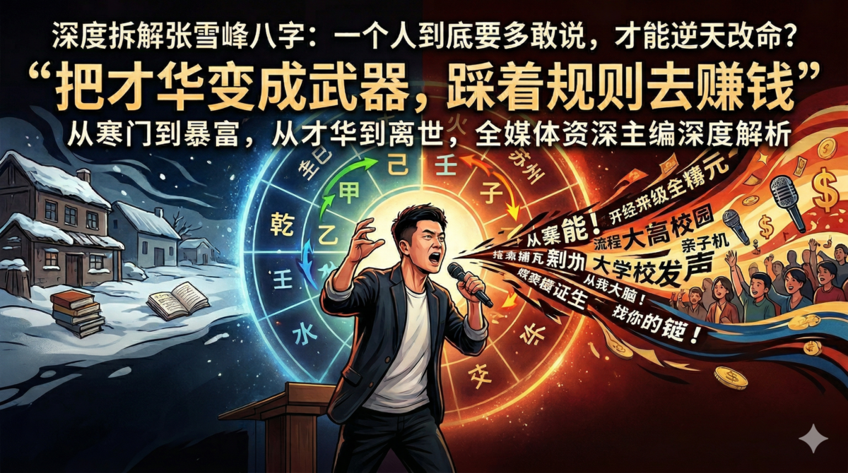 名人八字案例：张雪峰生辰八字深度排盘与财富格局破解